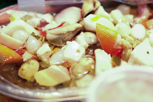 mixed seafood in sunbflower oil